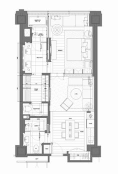 the floor plan for a two bedroom apartment in new york city, with an open kitchen and living area