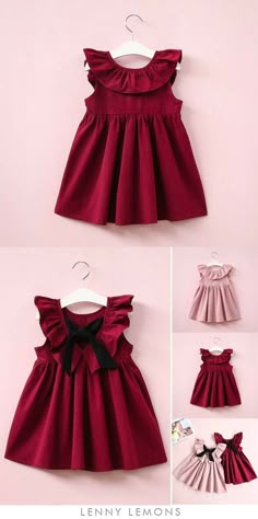 Cutest Dress. Martina Dress. The perfect dress formal or play dress. Chic tie back. Classic above the knee style. Ruffled O-neck collar. Comfortable all day, no lining. #LennyLemons #babygirl #toddler #girl Frocks Design, Kids Frocks, Play Dress, Friends Fashion, Measurement Chart, Dress Formal