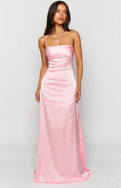 Blaise Pink Satin Maxi Dress – Beginning Boutique US Pink Satin Prom Dress, Jewellery Simple, Baby Pink Satin, Prom Dress Inspo, Delicate Jewellery, Prom Midi Dress, Dress Unique, Looks Party, Prom Dress Inspiration