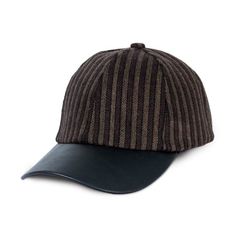 STRIPED BASEBALL CAP HAT WITH PU BRIM Size: One Size. Color: Brown. Classic Brown Six-panel Baseball Cap, Classic Brown Baseball Cap With Curved Brim, Brown Fitted Baseball Cap, Casual Brown Flat Cap Trucker Hat, Brown Flat Cap, One Size Fits Most, Adjustable Six-panel Brown Baseball Cap, Brown Flat Cap One Size Fits Most, Brown Adjustable Six-panel Baseball Cap, Adjustable Brown Cap