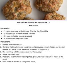 the recipe for red lobster cheddar bay sausage balls