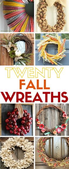 several different wreaths with the words twenty fall wreaths