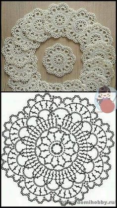 crochet doily pattern with two different pictures