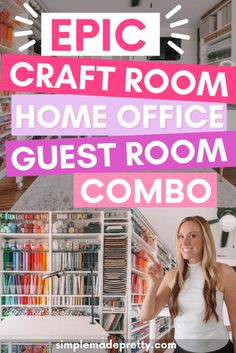 the epic craft room at home office guest room combo is featured in this postcard