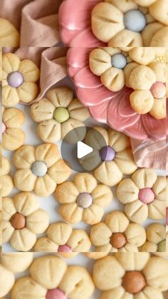 the cookies are decorated with pastel colors