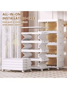 an all in one installation - free cabinet with drawers and labor saving bins