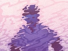 a reflection of a tree in the water on a pink and purple background with black spots