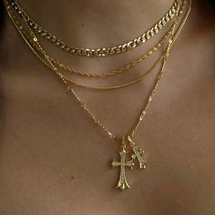 Use my code “CATARINA256” for an exclusive discount at evryjewels.com - Double cross necklace  - Hand set CZ stones  - Bar chain  - 14 karat gold or silver plated  - Made to last  - Length: 15" + 2" extender Xoxo Jewelry, Jewel Necklace, Jewelry Accessories Ideas, Dope Jewelry, Jewelry Essentials, Stacked Jewelry, Jewelry Lookbook, Accessories Ideas, Girly Jewelry