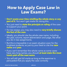 a blue poster with the words how to apply case law in law