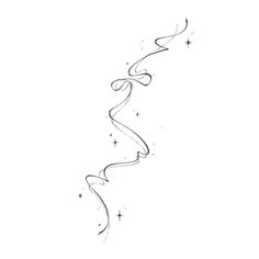 a black and white drawing of a swirly line with stars in the sky behind it