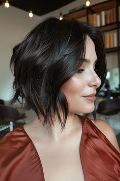 Woman with short to medium length hair in an amazing layered hairstyle. Short To Medium Hair