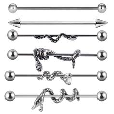 an assortment of different types of piercings