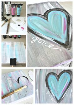 the process for painting a heart with acrylic paint