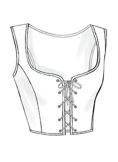 a drawing of a top with laces on the front