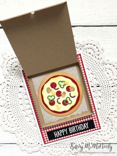 a birthday card with a pizza in a box