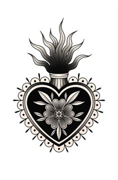 Tradition Heart Tattoo, American Trad Sacred Heart, Sacred Heart With Flowers, Retro Heart Tattoo, Sacred Heart Art Tattoo, Sacred Heart American Traditional Tattoo, Mexican Flash Tattoo, Traditional Sacred Heart Tattoo Design, Traditional Style Heart Tattoo