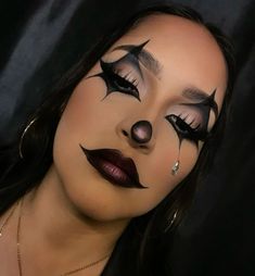 Red And Black Clown Makeup Halloween, Evil Clown Makeup For Women, Chola Clown Makeup Halloween, Cholo Clown Makeup, Womens Creepy Clown Makeup, Chola Makeup, Halloween Makeup Sugar Skull, Halloween Makeup Clown, Joker Makeup