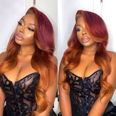 PRICES MAY VARY. 🌈【Hair Material】: Red Orange Ombre Lace Front Wig for Black Women, 100% Brazilian Remy Virgin Human Hair Frontal Wig Body Wave, Super Soft & Bouncy,No Shedding and Tangle. 🌈【13X4 Frontal Wig】: The Large Hand Woven Area of 13x4 Inch Lace, Ear to Ear Transparent Lace Front Wigs Pre Plucked Hairline with Baby Hair, Which Allows More Freedom with Side or Middle Part, C Part, Ponytail As You Like . 🌈【Ombre Ginger Wig】: Ombre Ginger Lace Front Human Hair Wig, Burgundy Root to Ginger Brown Multi Colored Wig, Skunk Stripes Highlight Wig. Two Tones Piano color. 🌈【Hair Details】:Body Wave Wig Colored,It Holds Curl Pattern Very Well, 150% Density Wig is Worth Having!Full&Thick, Can be Curled ,Dyed, Bleached and Flat Ironed as Your Own Hair 🌈【Wig Cap】 Average Cap Size (about 22.5 Ginger Ombre, Frontal Wig Body Wave, Natural Straight Hair, Real Hair Wigs, Brazilian Remy Hair, Orange Ombre, Medium Long Hair, Lace Front Human Hair, Body Wave Wig