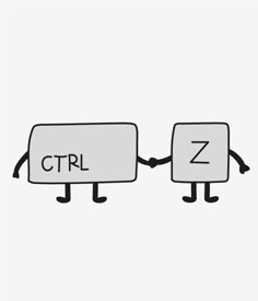 two cartoon characters holding hands with the letters ctrl and z