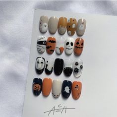 Halloween Nails Acrylic, Halloween Nails Ideas, Ghost Nails, Holloween Nails, Fake Nails Designs, Art Deco Nails, Cute Halloween Nails, Nails Halloween