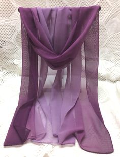 "Elegant, Beautiful Chiffon Scarf, Neck Scarf, Head Scarf, Accessory Scarf. Very Soft and Colorful. Gradient Colors Design Pattern is the same on each Scarf, you choose the Color from the Drop Down Menu. Scarf is 60\" to 64\" long and 18\" to 20\" wide. Each Scarf is numbered on the picture and will come up if you choose a number from the drop down menu. More Gradient Colors listed under (SC 74-79) - (SC 80-84, 130-131) (SC 140 - 147) (SC 132 - 139)" Gradient Color Design, Colorful Gradient, Hip Scarves, Scarf Head, Cooling Scarf, Purple Scarves, Scarf Neck, Modest Dress, Hijab Scarf