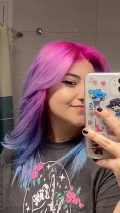 pink purple blue hair Pink To Blue Hair, Pink Purple And Blue Hair, Pink Purple Blue Hair, Purple Blue Hair, Periwinkle Hair, Pink Purple Blue, Hair Dye, Purple Hair, Hair Colors