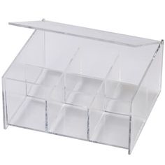 a clear acrylic display case with twelve compartments