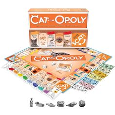 Late for the Sky Cat-Opoly Board Game is a feline frenzy of fun! Buy your favorite cats such as the Tonkinese, the Ragdoll, the Abyssinian, the Sphinx or the Maine Coon. Land on Catnip and collect everything in the center of the board. Collect Litter Boxes and trade them in for Fish Bones. You may have to pay dog tax to get past the neighborhood bully, a spike collared bulldog, or worst of all, you may fall in the water and be out for three turns. Cat-astrophic!...there's nothing madder than a w Amazon Painting, Exotic Cats, Classic Board Games, Gag Gifts Funny, Ipad App, Cat Themed, Casino Royale, Cat People, Cat Facts