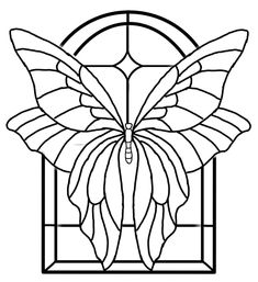 a stained glass window with a butterfly on it