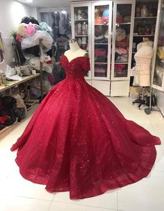 Contact us: lisamony@outlook.com Please left message what color you need when you order it.Besides the picture color, you can also choose any color you want.  Off Shoulder Red Glitter Sequin Prom Dresses  Processing time: 12-21 business days Shipping Time: 3-5 business days  "Fabric:Stain Hemline/Train:Floor-length Back Detail: Zipper Sleeve Length: Embellishments: Shown Color: Refer to Image Built-In Bra: Yes" This is a Made-to-Order item. All colors and sizes are available and we start process Off Shoulder Red Dress, Red Ballgown, Ballgown Dress, Prom Dress Pictures, Red Quinceanera Dresses, Pretty Quinceanera Dresses, Quince Dress, Off Shoulder Dresses