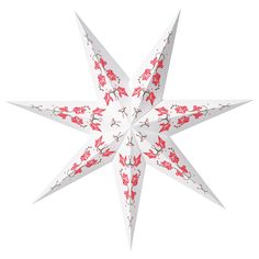 a paper star with red flowers on it