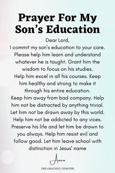 the prayer for my son's education