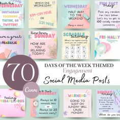 the top ten days of the week themed social media posts