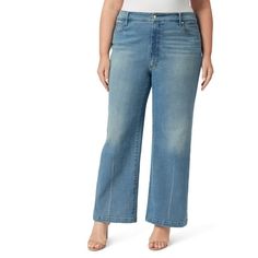 Elevate your denim game with these Jessica Simpson Women's Wide Leg High Rise Jeans. The wide leg design offers a trendy twist on a classic silhouette, while the high rise fit and long length provide a flattering look. Complete with front button and zipper closure, belt loops, and the classic 5 pocket style, these jeans are a must-have for any fashion-forward wardrobe. Size: 18W.  Color: Blue.  Gender: female.  Age Group: adult. Just My Size, 50th Clothing, High Rise Wide Leg Jeans, Blue Denim Jeans, High Rise Jeans, Jessica Simpson, Wide Leg Jeans, Stretch Denim, Denim Women