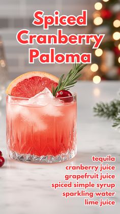 Spiced Cranberry Paloma, Cranberry Paloma Cocktail Tequila, Winter Tequila Cocktails, Cranberry Paloma, Party Cocktail Recipes, Xmas Cocktails, Cocktail Cards, 90s Playlist, Paloma Recipe