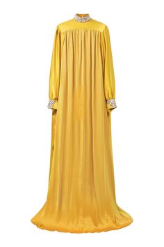 Frances Straight High Neck Silk Floor Length Dress | MEAN BLVD Silk Floor Length Dress, Kaftan Designs, Happy Clothes, Mean Blvd, High Neck Designs, Floor Length Dress, Exclusive Dress, Gowns With Sleeves, Dresses By Length