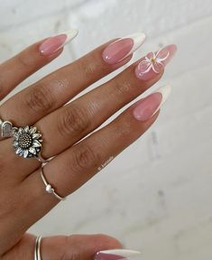 White French Tips, 3d Flower Nails, Romantic Nails, Vacation Nails, Nails Only, White French, French Tips, Square Acrylic Nails, Dream Nails