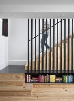 the stairs are designed to match the wood flooring