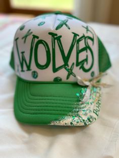 Grab one of these handpainted trucker hats to bring a little spirit to your outfit. Fully customizeable and made to order do you! Diy Hats, Painted Initials, Football Jacket