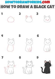 how to draw a black cat step by step drawing instructions for kids and beginners