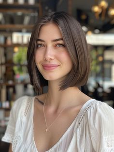 Chin Bob, Layers Bangs, Fall Haircuts, Haircuts For Women Over 40, Medium Short Haircuts, Chin Length Haircuts, Textured Layers, Layered Haircuts For Medium Hair, Chin Length