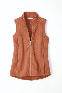 Curved Hem Cable Vest - Coldwater Creek