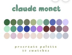 a poster with different colors and shapes for the word cloude monet on it