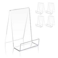 three clear acrylic stands with four empty acrylics