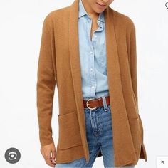 J. Crew Chelsea Cardigan, Brown Nwt Size Xs $118, Asking $50 Jcrew Sweater, Sweater Blazer, Jcrew Women, Cool Sweaters, J Crew Factory, Blazers For Women, Clothes For Sale, Sweater Outfits, Pullover Sweaters