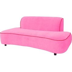 a pink couch sitting on top of a white floor