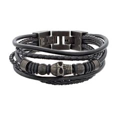 Lynx Men's Black Leather Multistrand Bracelet, Silver Lynx, Leather Packaging, Multistrand Bracelet, Mens Bling, Multi Strand Bracelet, Mens Black Leather, Layered Bracelets, Edgy Look, Multi Strand Necklace