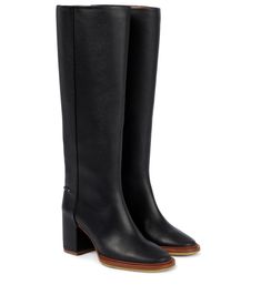 Leather Knee Boots, Leather Knee High Boots, Knee High Leather Boots, Fall Looks, High Heel Boots, High Boots, Knee High Boots, Rubber Rain Boots, Riding Boots