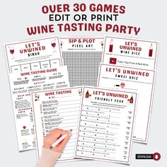 wine tasting party game with instructions for guests