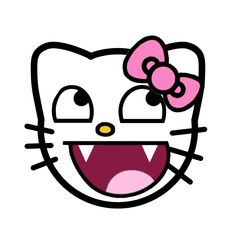 an image of a hello kitty face with a pink bow on it's head